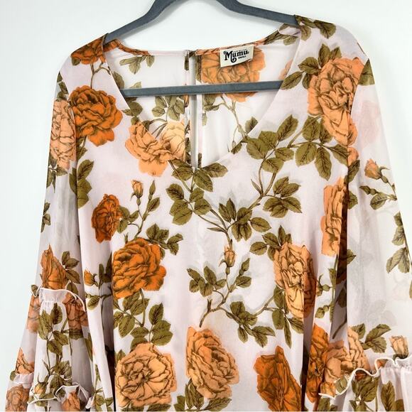 Show Me Your Mumu Nicolette Rose Floral Print Flared Ruffle Sleeve Top Size S - Picture 5 of 12